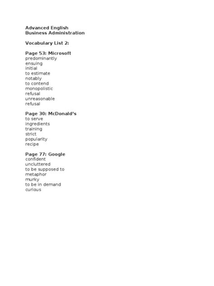 Advanced Business Vocabulary List PDF: Master Key Terms for Professional Success