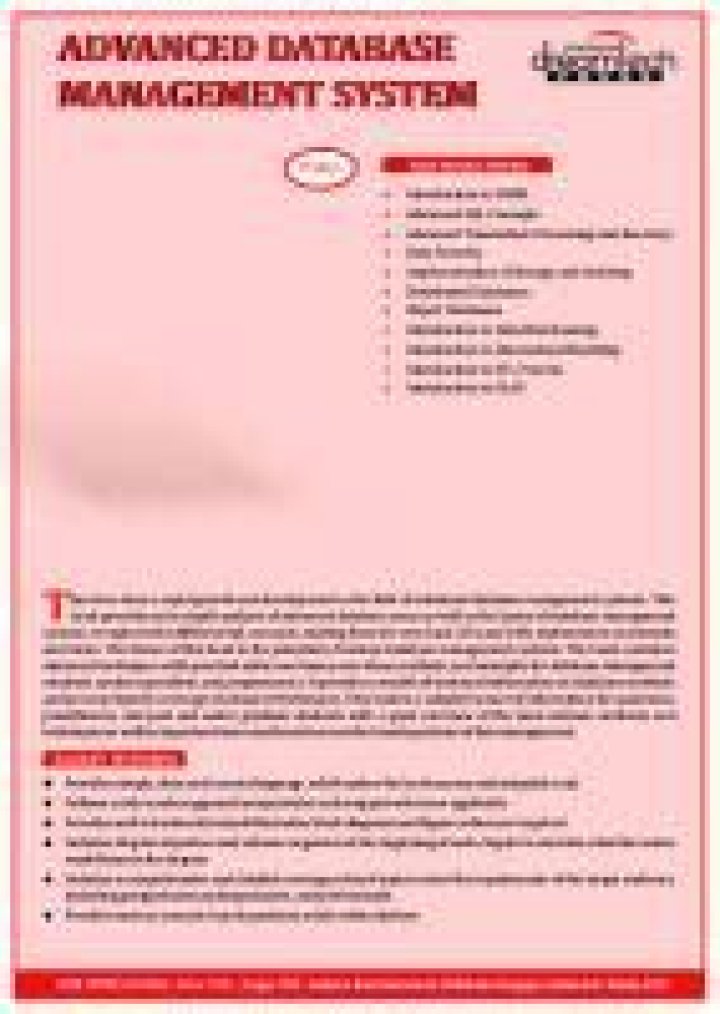 Advanced Database Management System: DreamTech PDF Guide