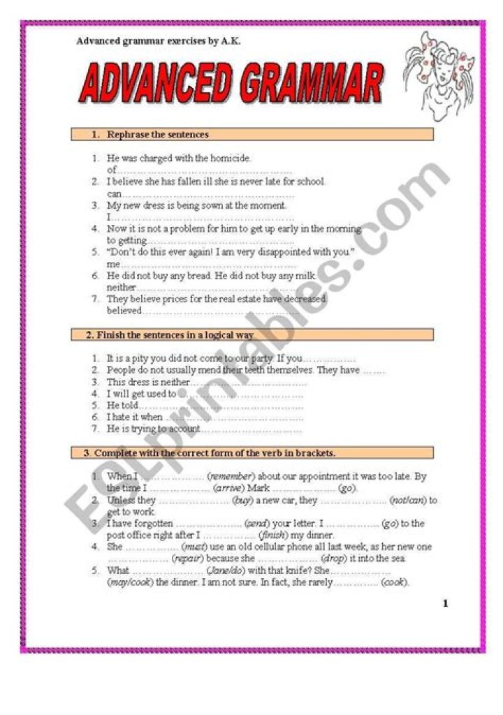Advanced English Grammar Exercises with Answers PDF