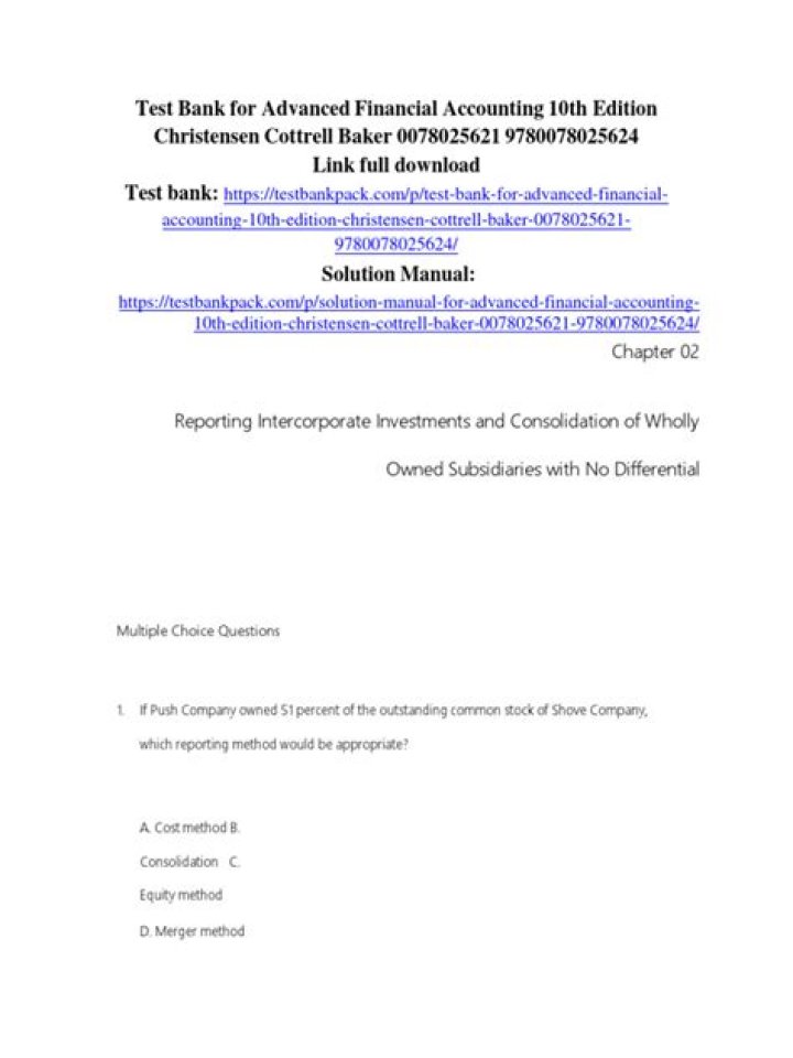 Advanced Financial Accounting Test Bank PDF for Exam Prep