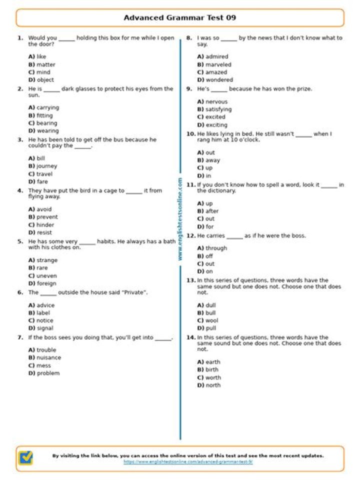 Master Advanced Grammar with Our PDF Test