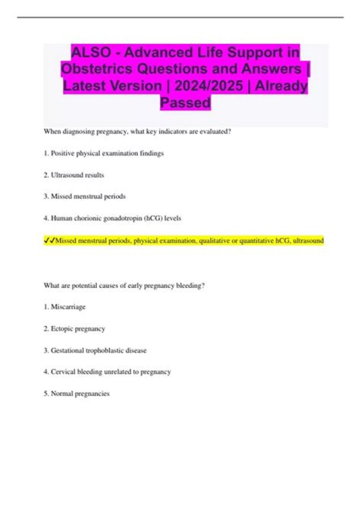 Advanced Life Support in Obstetrics: Exam Questions PDF Guide
