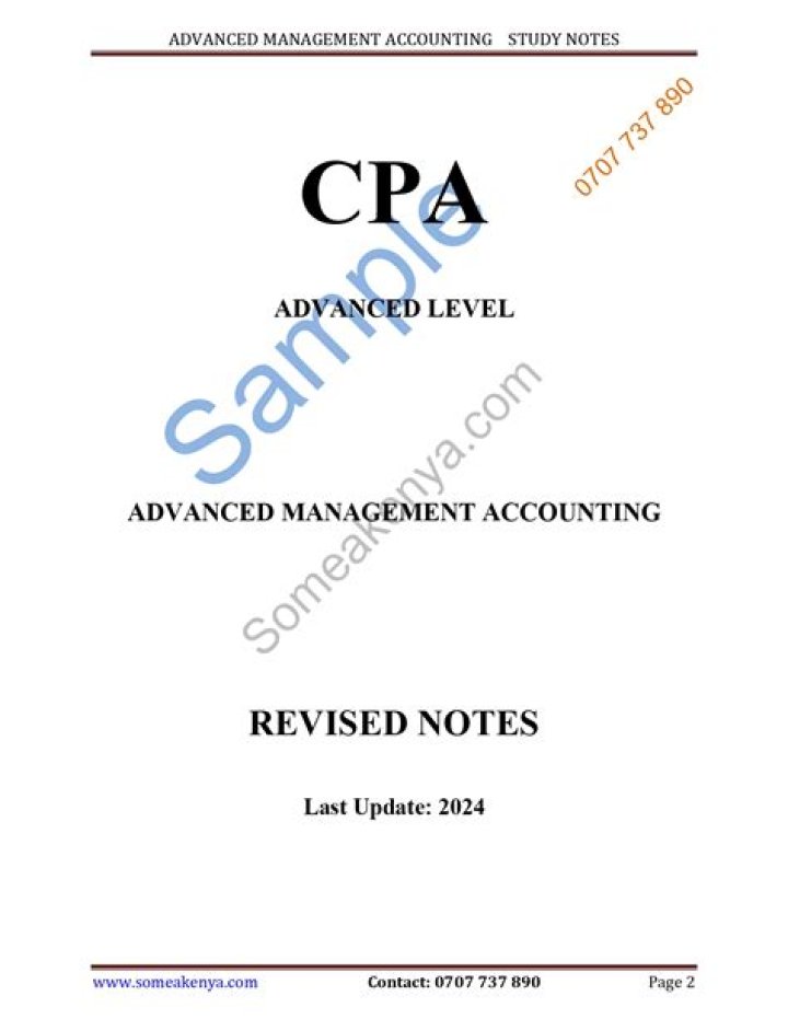 Advanced Management Accounting PDF Notes: Master Financial Strategies
