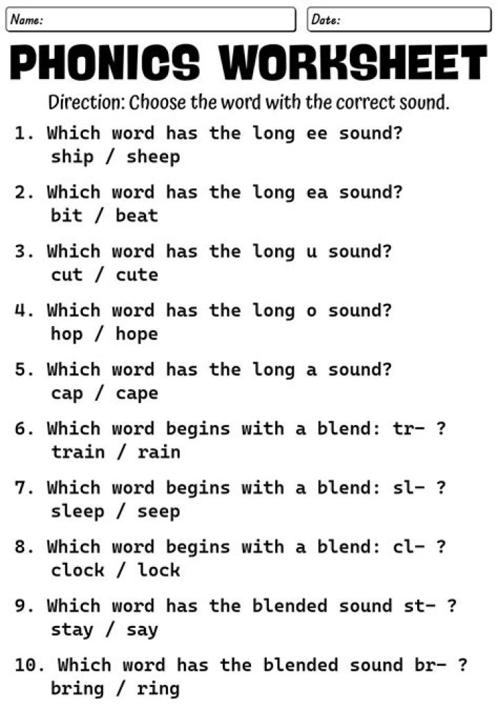 Advanced Phonics Worksheets PDF for Mastering Reading Skills