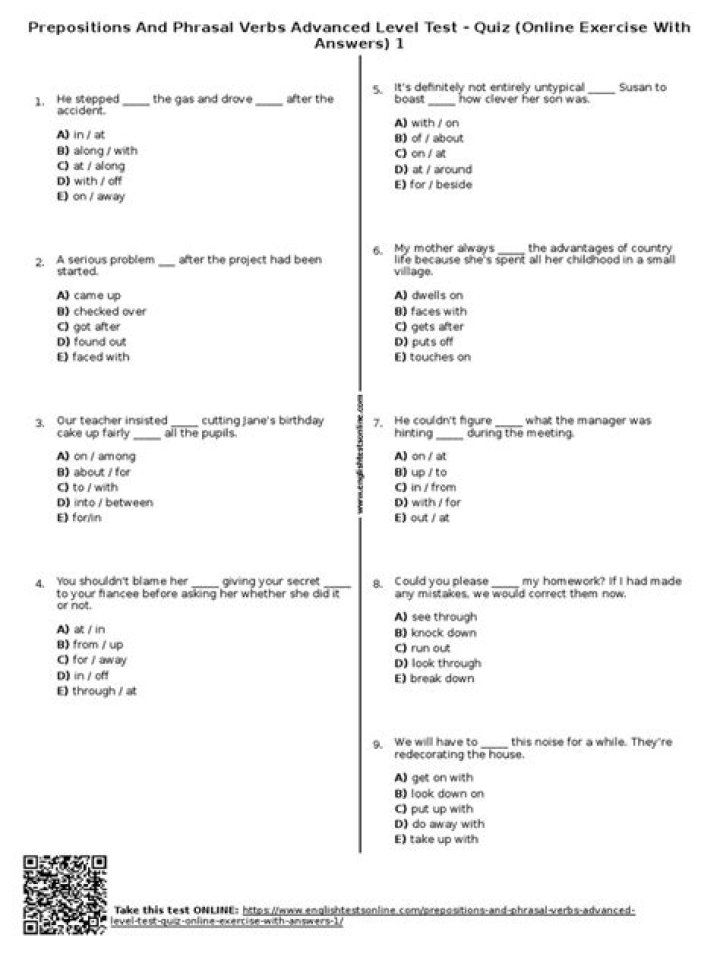 Advanced Phrasal Verbs Test PDF – Master Fluent English