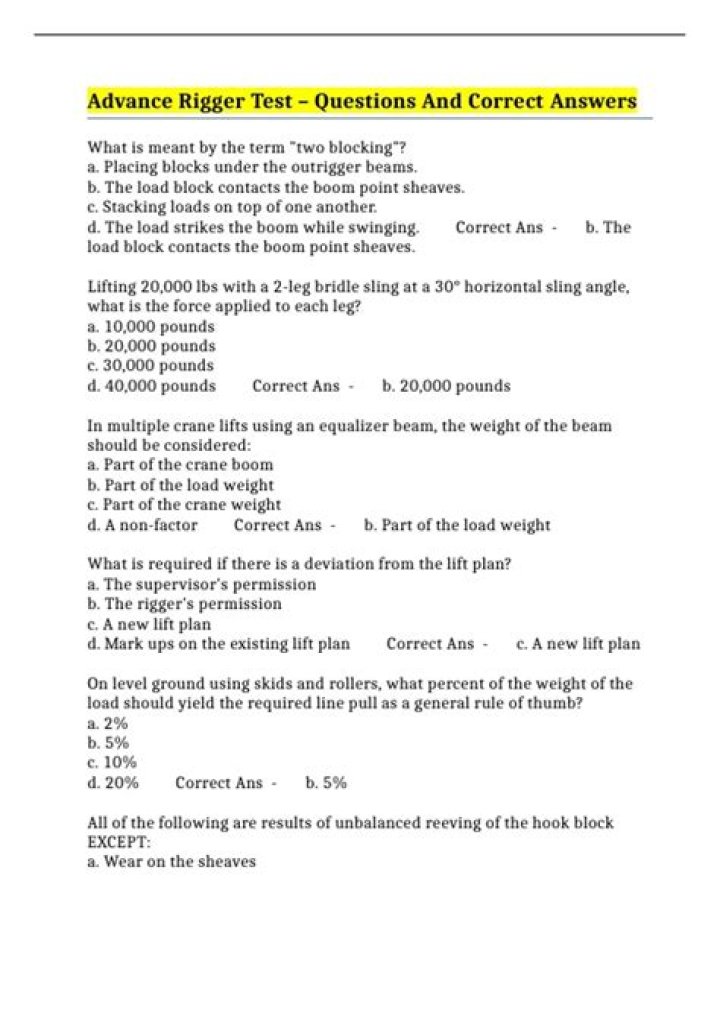 Advanced Rigging Test Questions and Answers PDF Quizlet – Master Rigging Exam Prep