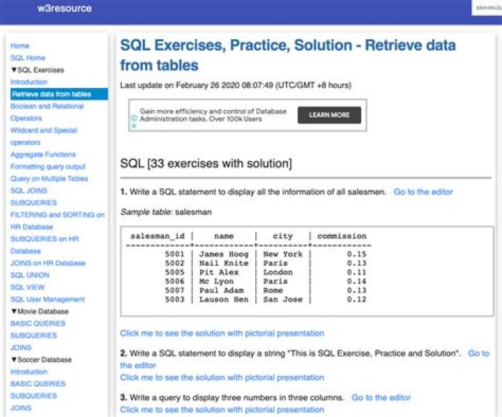 Advanced SQL Exercises with Answers PDF – Master Query Skills