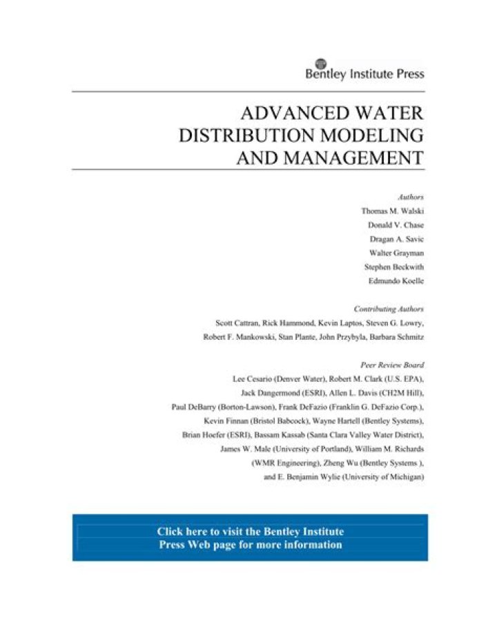Advanced Water Distribution Modeling & Management: PDF Download