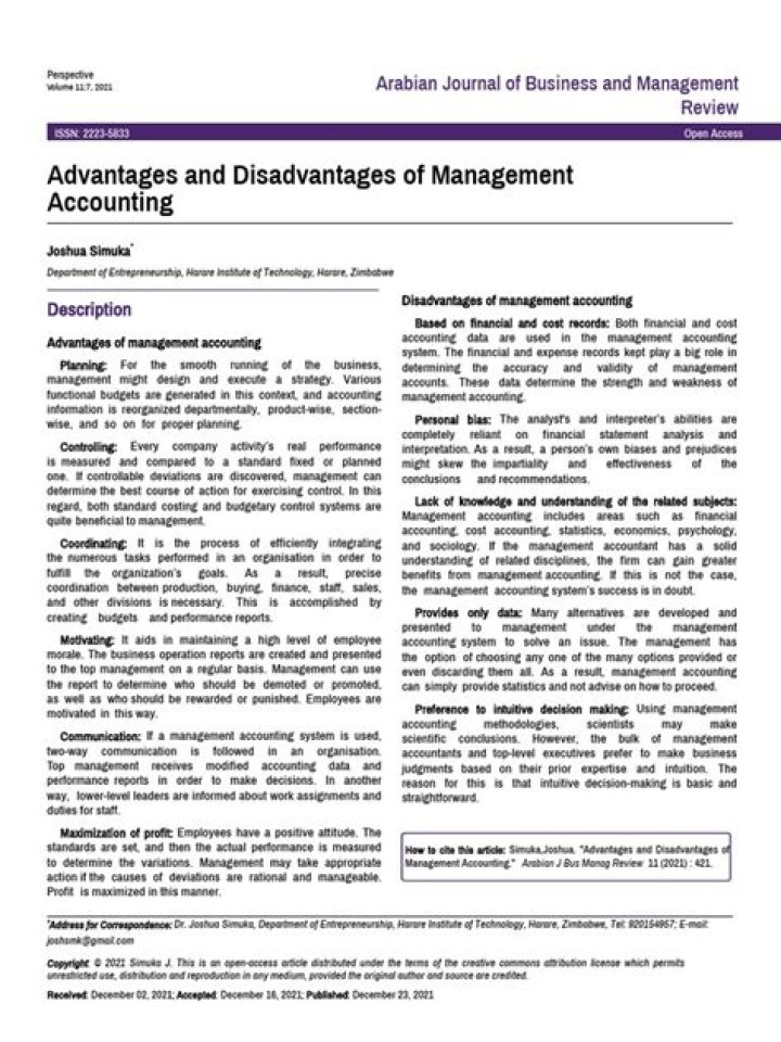 Advantages and Disadvantages of Management Accounting PDF: Key Insights