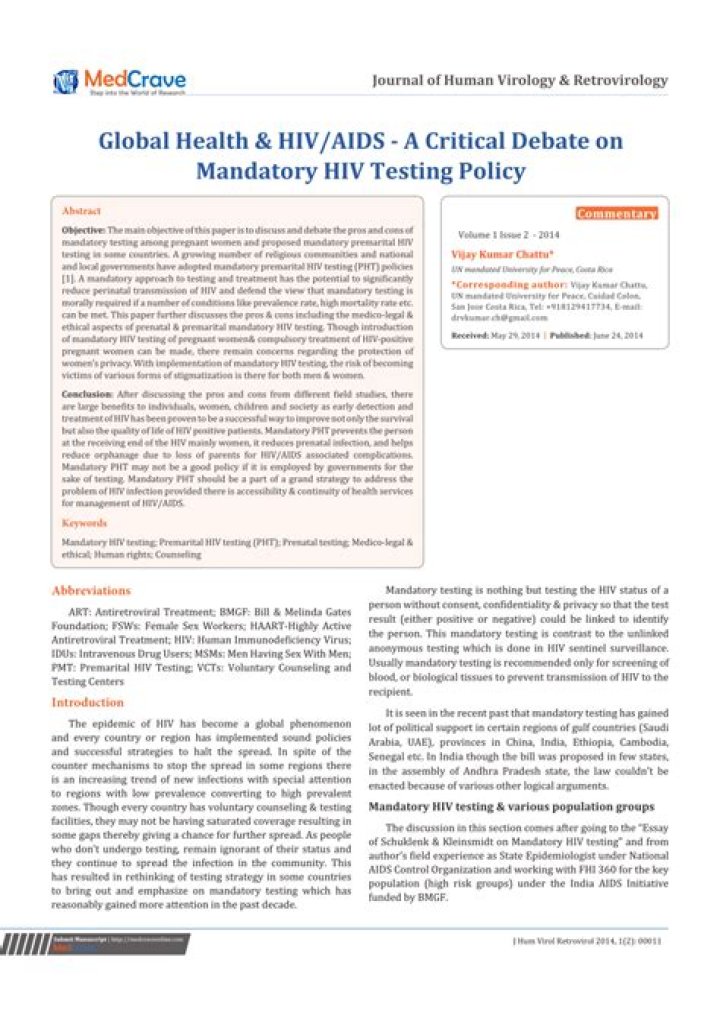 Unlocking the Advantages of Mandatory HIV Testing – A Detailed PDF Guide
