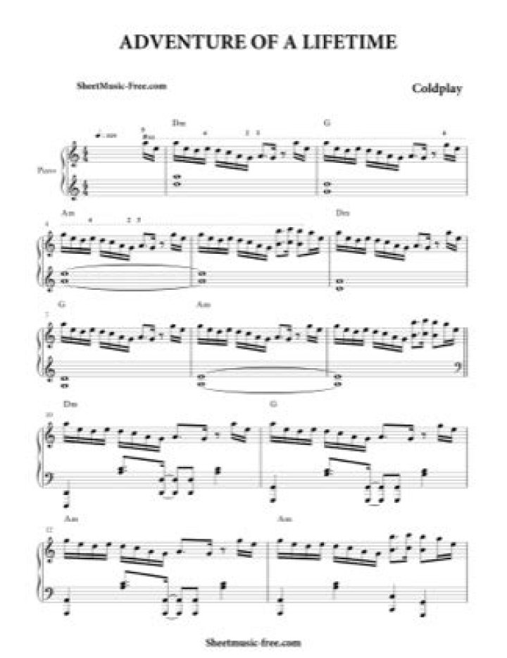 Adventure of a Lifetime Piano Sheet Music PDF – Play Anywhere, Anytime