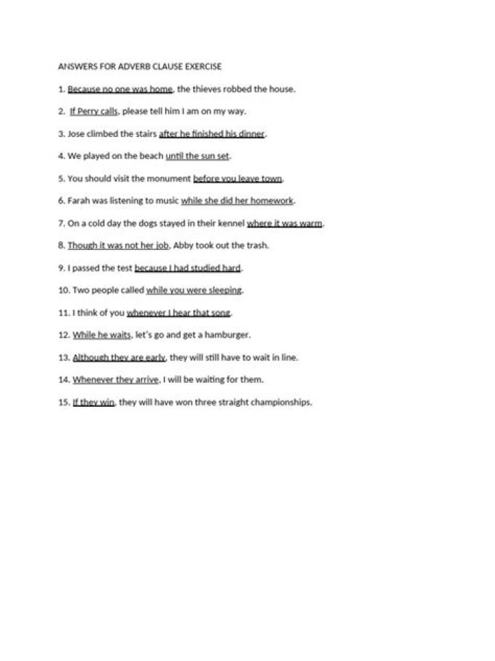Adverb Clause Exercises with Answers PDF: Practice & Master Grammar