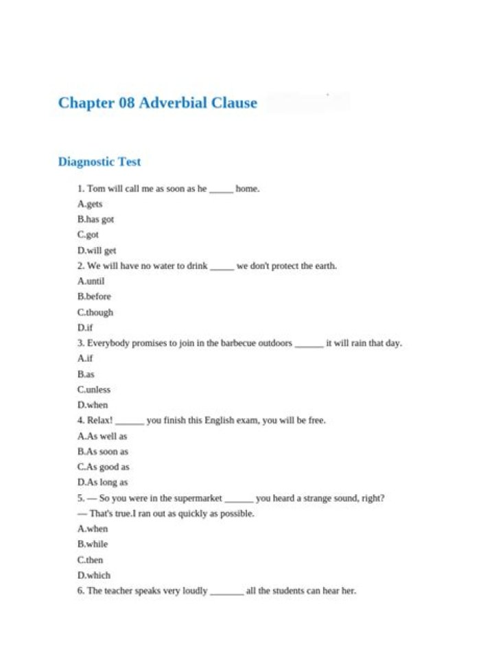 Master Adverbial Clauses with Our Free PDF Test