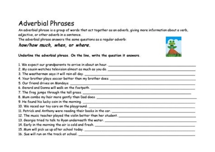 Adverbial Phrases Exercises with Answers PDF for Instant Practice