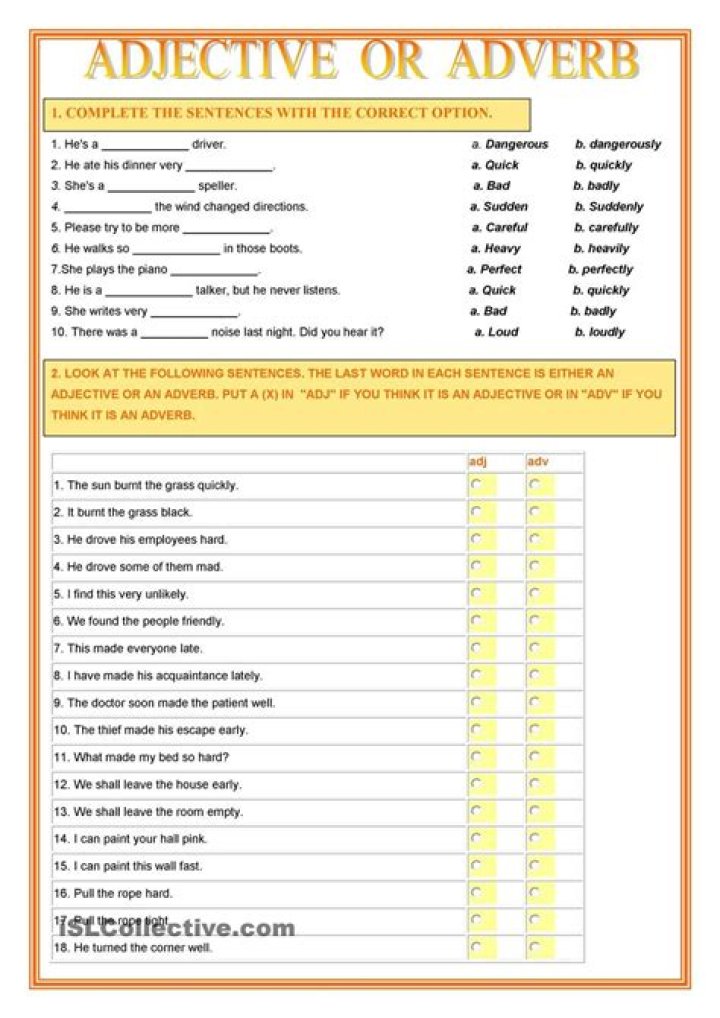 Adverbs Modifying Adjectives Worksheet PDF – Practice Grammar Skills