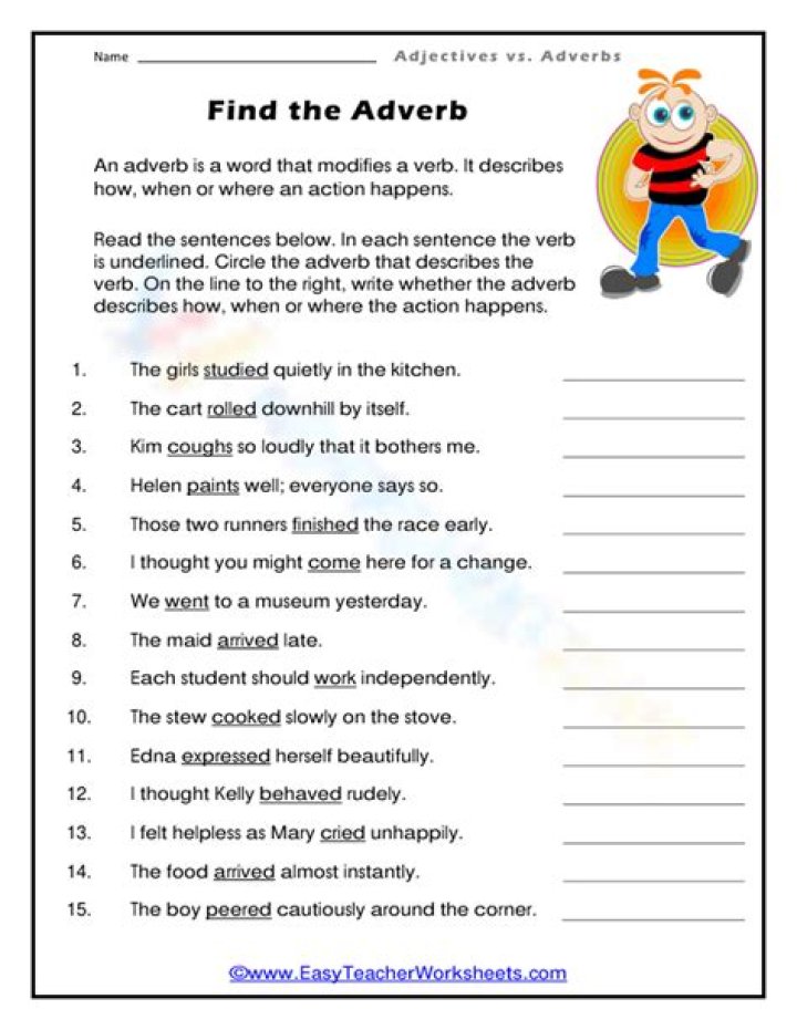 Free Adverbs PDF Worksheets for Easy Grammar Practice