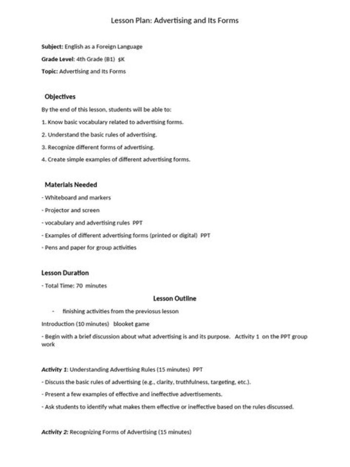 Master Advertisement Lessons: Free PDF Lesson Plan for Educators