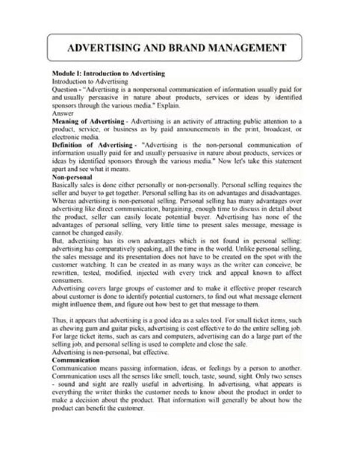 Advertising and Brand Management Notes for MBA – Essential MBA Study Guide