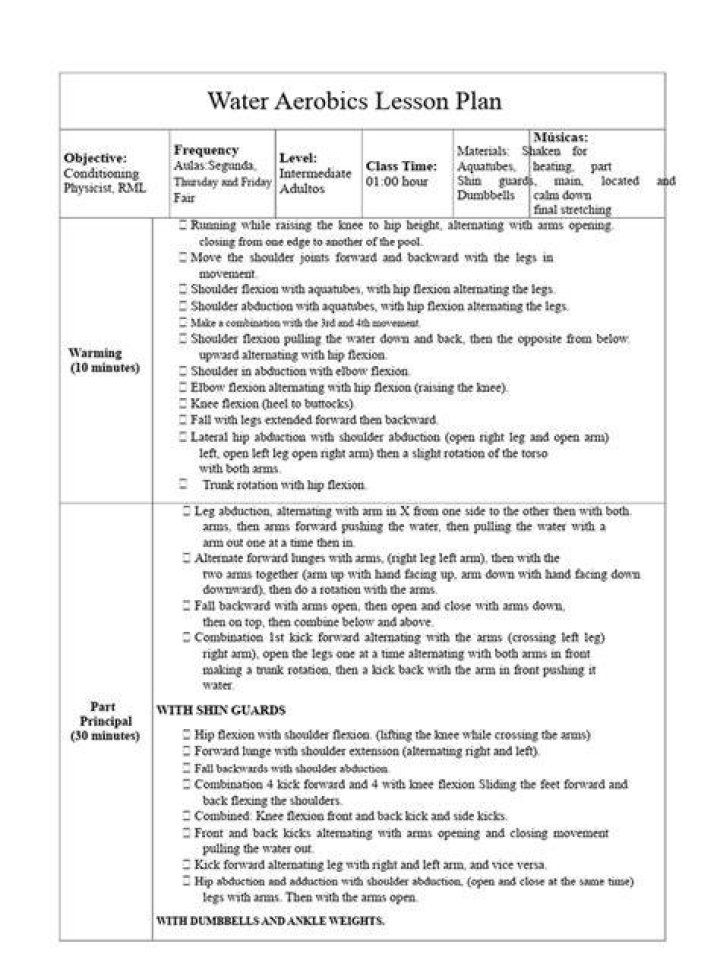 Aerobics Lesson Plan PDF – Perfect Fitness Curriculum for Teachers & Instructors