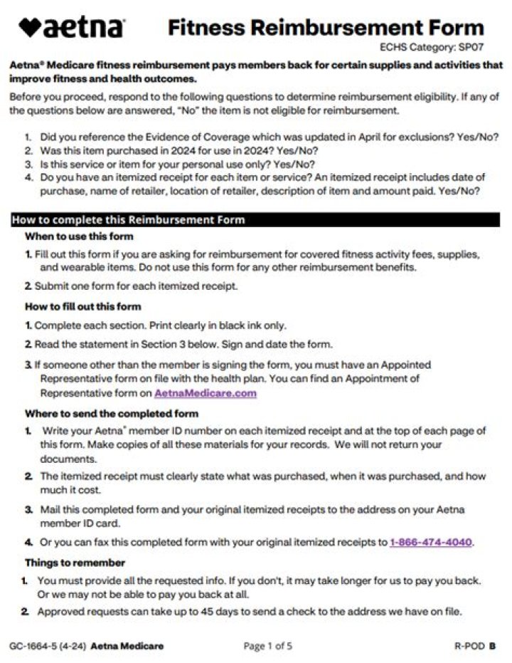 Aetna Fitness Reimbursement List PDF: Get Your Claims Processed Fast