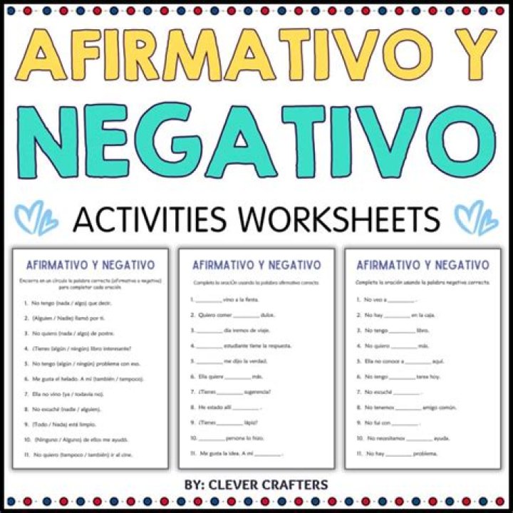 Aprendiendo Palabras Afirmativas y Negativas en PDF: Worksheet para Español