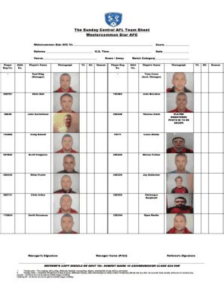 Free AFL Team Sheet Template PDF for Coaches