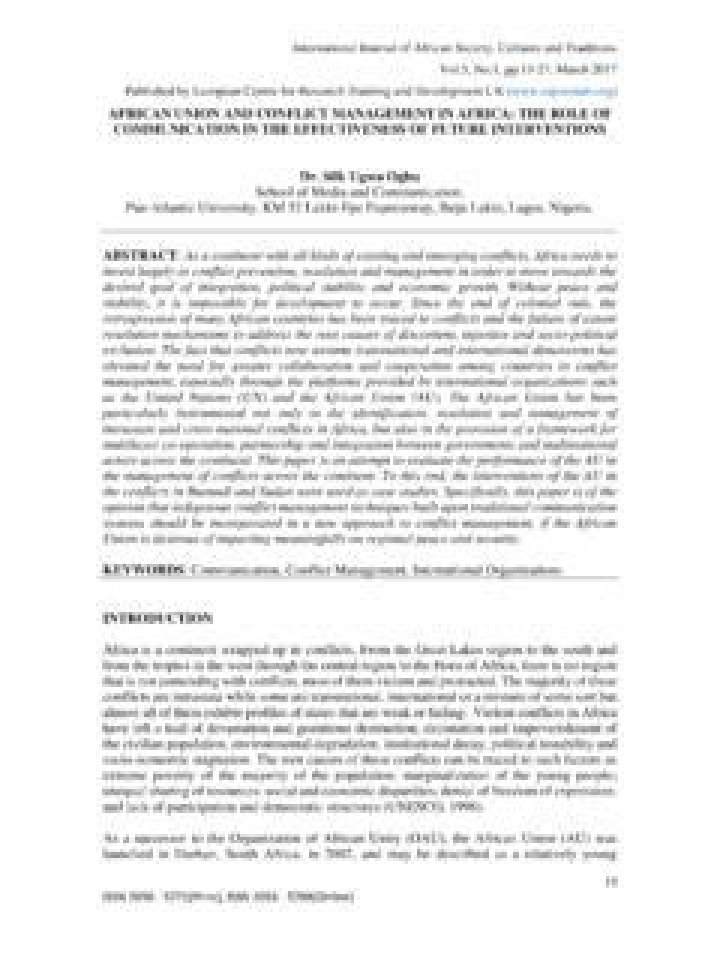 African Union and Conflict Management in Africa: A Comprehensive PDF Guide