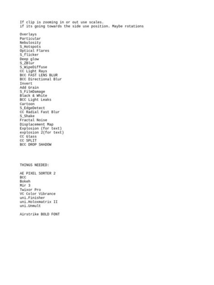 After Effects Effects List PDF – Quick Reference Guide