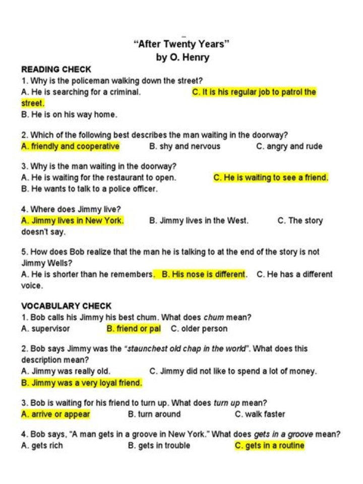After Twenty Years: Key Questions & Answers PDF