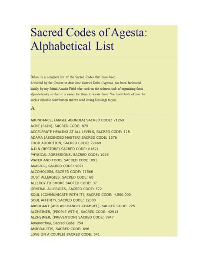 Agesta Codes List PDF – Download Official Code Reference