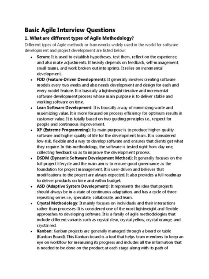Top Agile Interview Questions PDF for Success