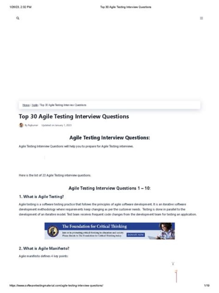 Agile Testing Interview Questions PDF for Success