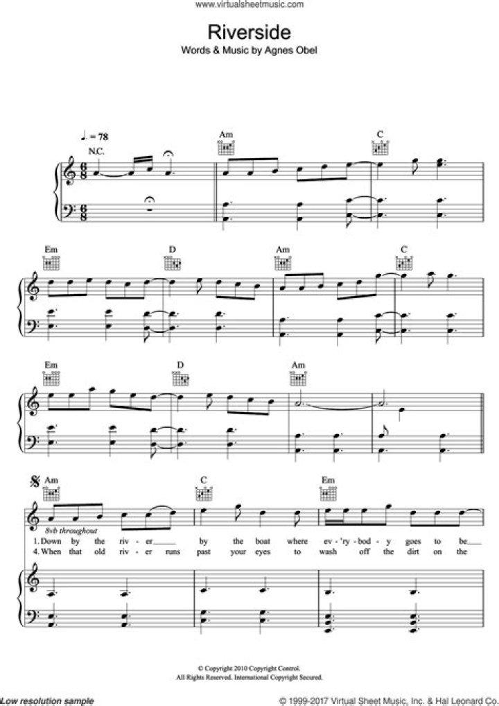 Agnes Obel Riverside Piano Sheet Music PDF Download