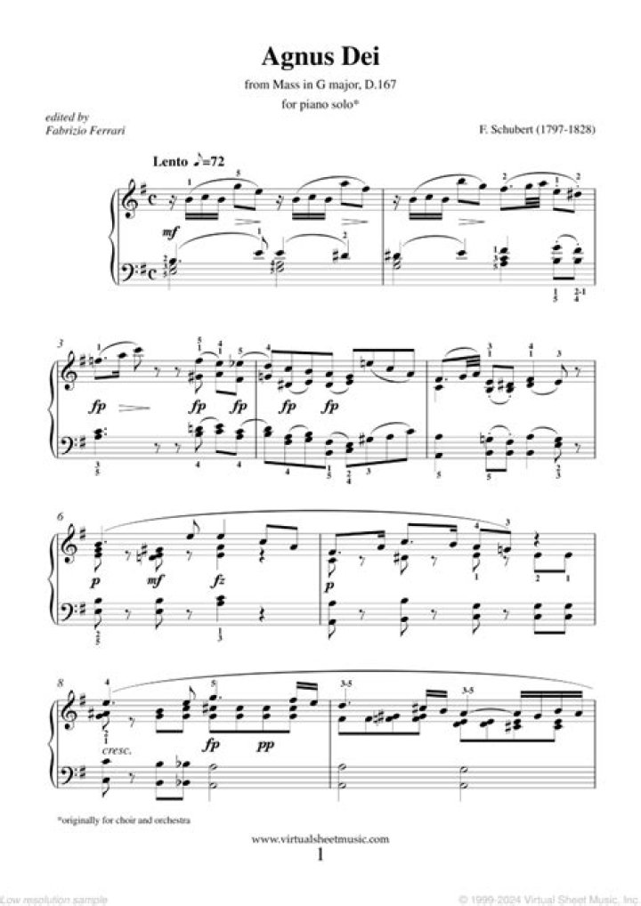 Agnus Dei Piano Sheet Music PDF Free Download