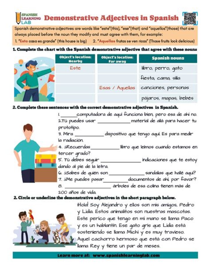 Free Agreement of Adjectives Spanish Worksheet Answers PDF with Instant Grids