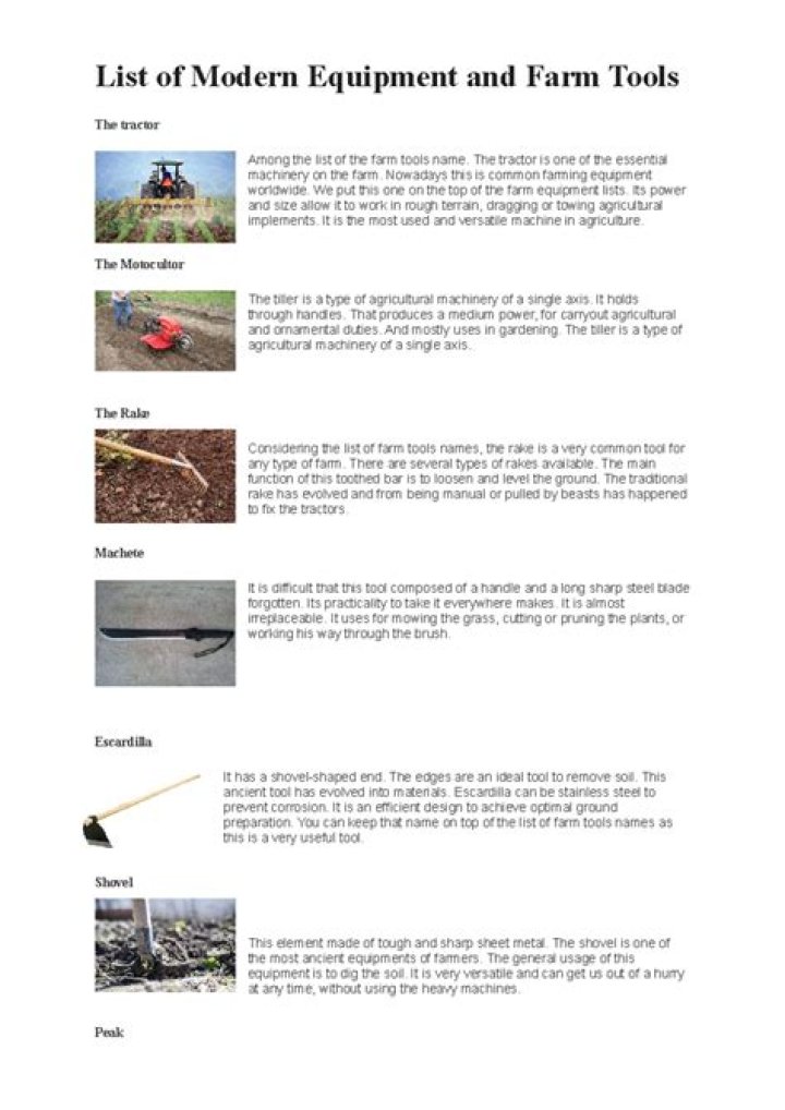 Complete Agricultural Equipment List PDF: Tools for Farming Efficiency