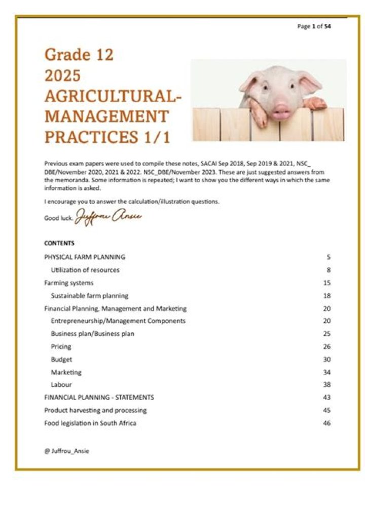 Free Grade 12 Agricultural Management Practices Notes PDF – Download Now