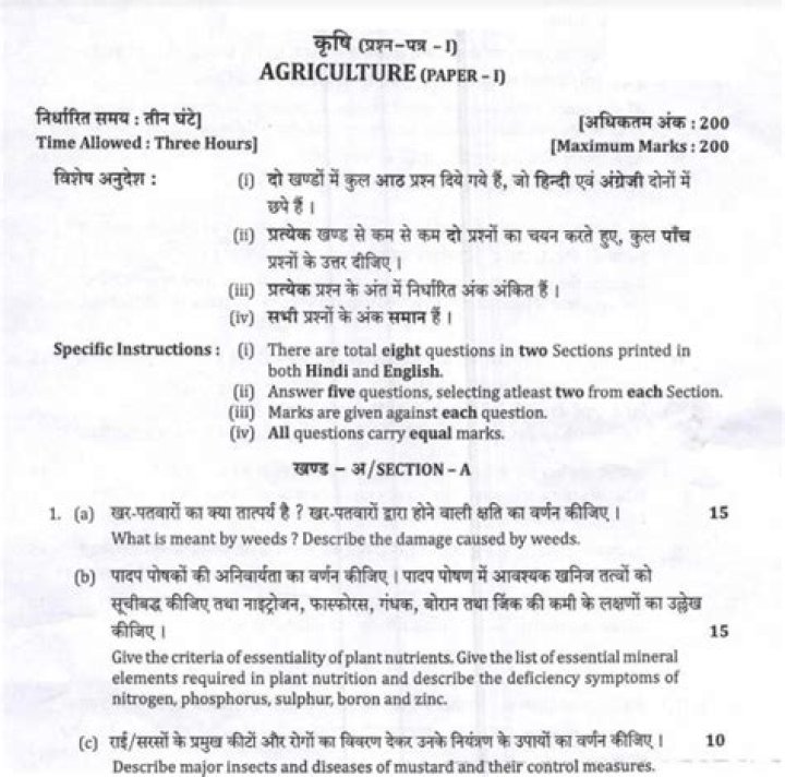 Agriculture Question Paper with Answers PDF – Download Now
