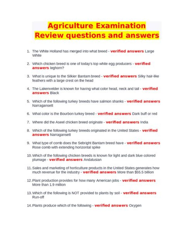 Comprehensive Agriculture Questions and Answers PDF Guide