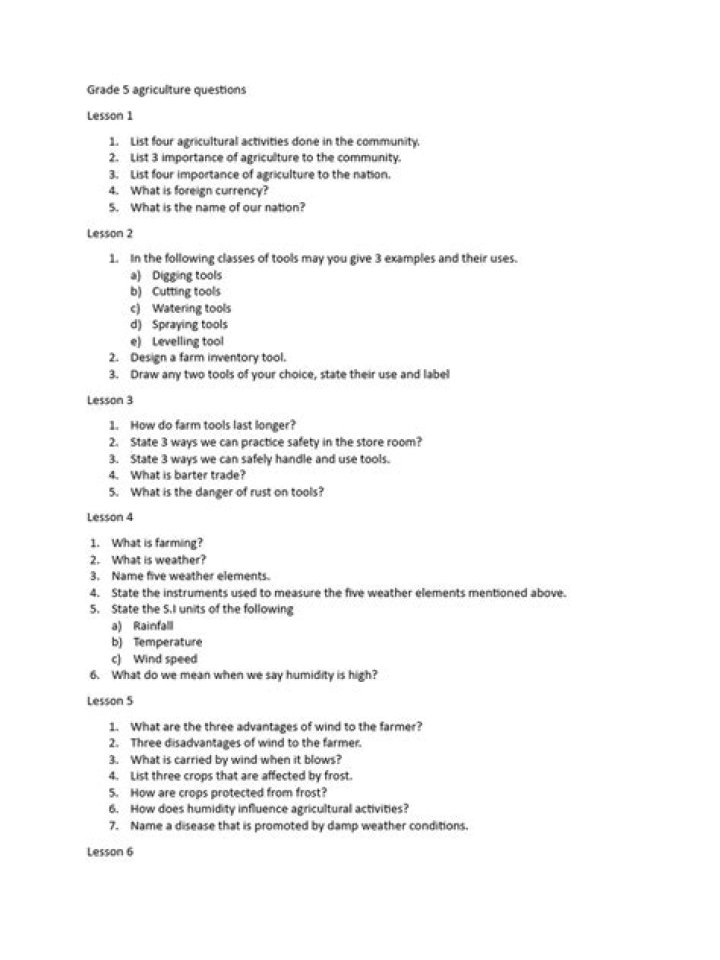Agriculture Questions for Students PDF – Free Download