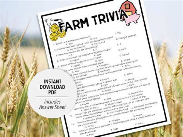 Agriculture Trivia Quiz PDF: Fun Facts & Answers for Farmers & Enthusiasts