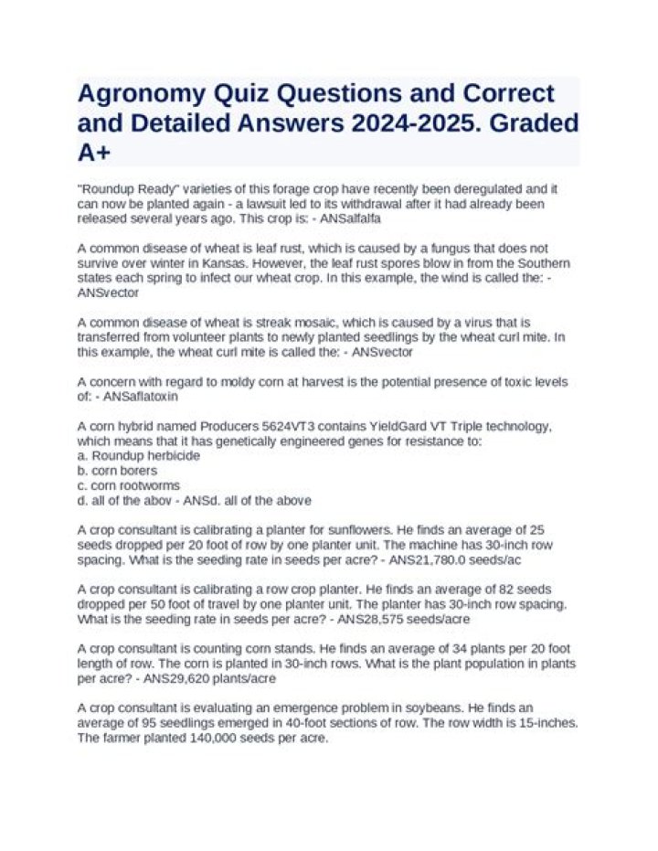 Agronomy Questions and Answers PDF: Expert Insights on Crop Management