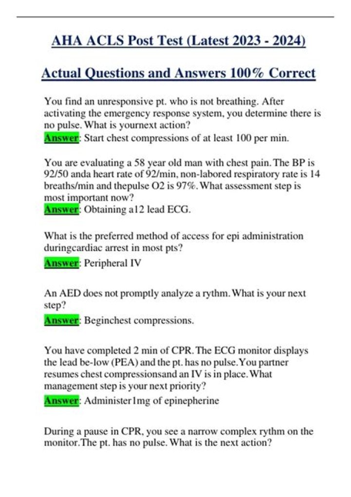 AHA ACLs Questions & Answers PDF 2025: Expert Guide
