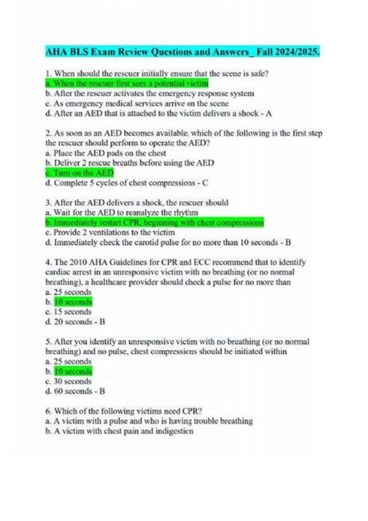 AHA BLS Questions & Answers PDF Free Download – Expert Guide