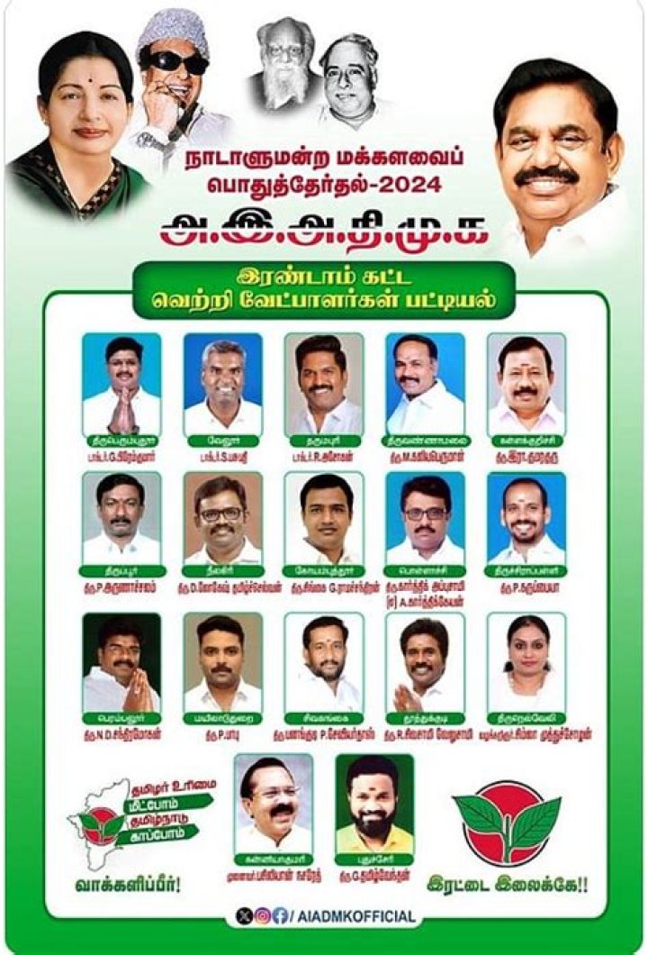 2021 AIADMK Candidate Second List PDF Download