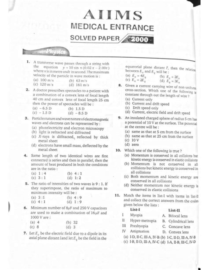 AIIMS 2019 Question Paper PDF Free Download