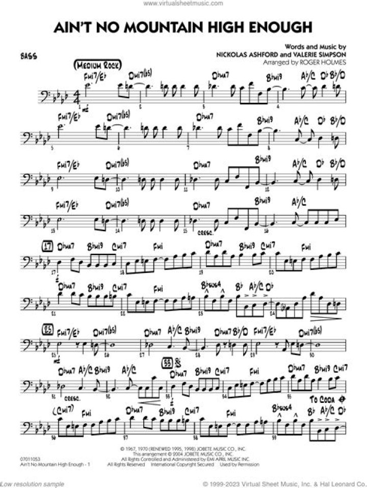 Ain't No Mountain High Enough Piano Sheet Music PDF – Free Download