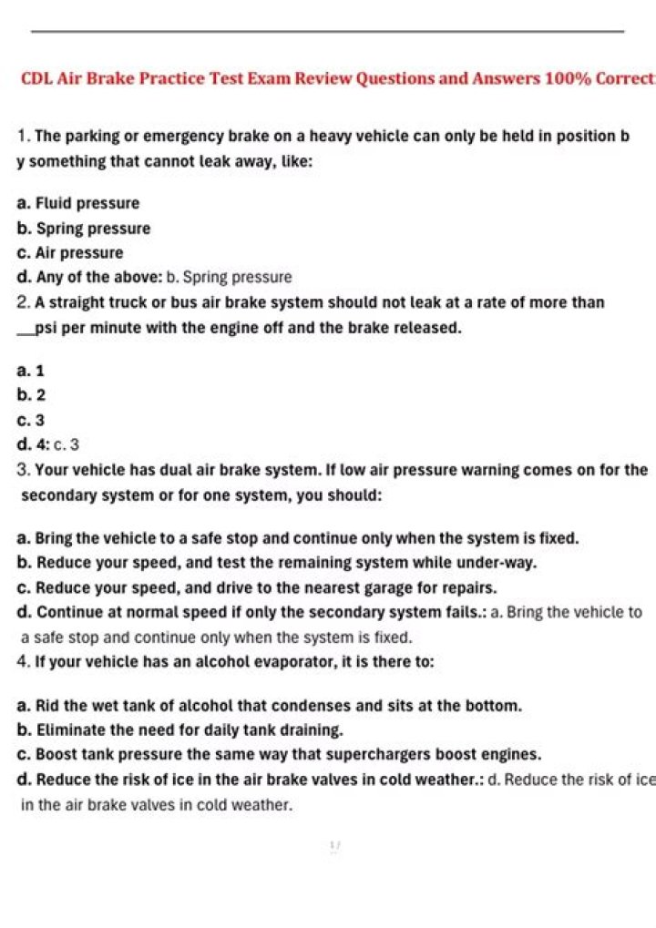 Air Brake Test Questions and Answers PDF – Expert Guide
