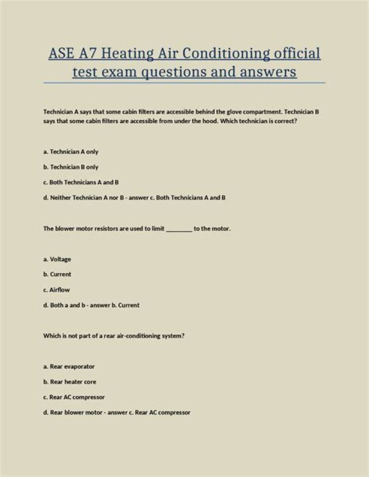 Air Conditioning Test Questions and Answers PDF for Passing Efficiency