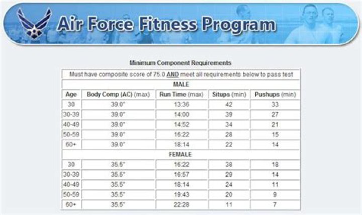 2022 Air Force PT Test Scoring Chart PDF – Complete Results & Scores